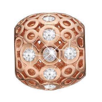Christina Collect 925 sterling sølv Magic rosaforgyldt ring af små cirkler med hvide topaz, model 630-R76